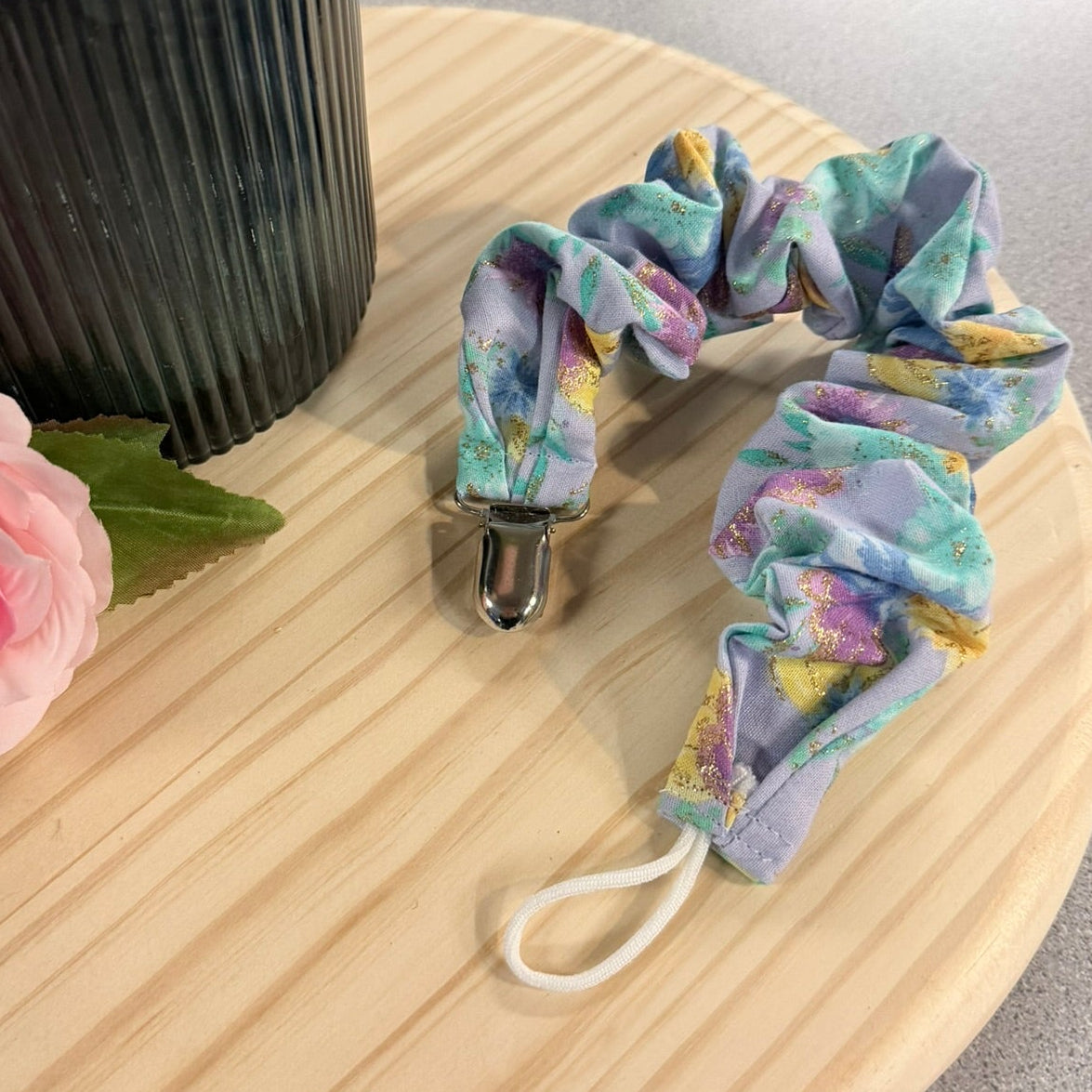 Purple Unicorn Scrunchie Pacifier Clip | Handmade Baby Accessory